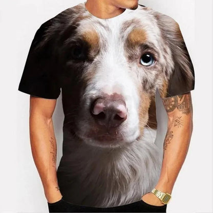 the GOLDEN BOY - Cute Dog Face Graphics T-Shirts, Summer Fashion Short Sleeve Funny 3D Animals Printed T-Shirts, Men's Casual Loose Harajuku Tees