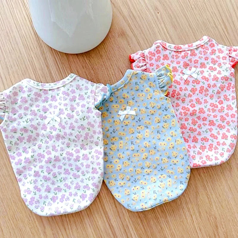Luxury Dog Clothes Floral Print Dog Vest T-shirt for Chihuahua Bulldog Clothing Spring Lovely Puppy Cat Vest Summer Pet Costume