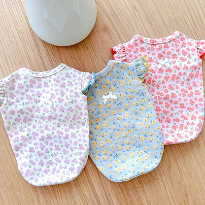 Luxury Dog Clothes Floral Print Dog Vest T-shirt for Chihuahua Bulldog Clothing Spring Lovely Puppy Cat Vest Summer Pet Costume