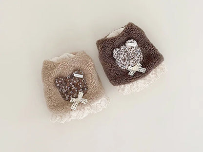 Pet Flower Plush Coat Dog Flower Cake Skirt Cute Dog Plush Hat Dog Clothes Winter Bear Flower Plush Thick Vest Coat Bottom Skirt