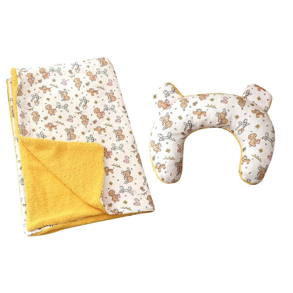 Cozy Dog Bed Pillow with Matching Blanket Reversible Plush Pillow  Blanket Combo Non-Slip Pet Mat for Crates, Floors, or Travel