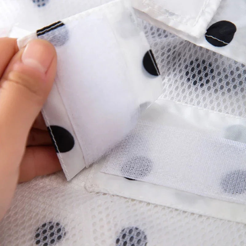 the POLKA DOT RAINCOAT - XS-2XL Dog Raincoat, Cute Bear Ears Hat Dots Printed Pet Clothes for Small/Medium Dogs, Rainy Season Outing Portable Rain Coats