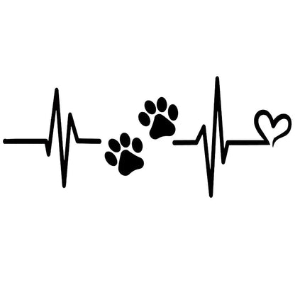 LYKX Car Sticker for Heartbeat Liveline Love Dog Paw Pet Theme Window Glass Vinyl Decal