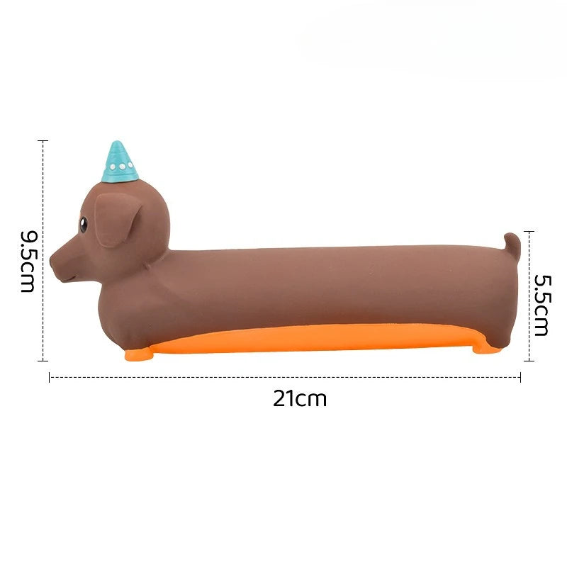Dog Chew Toy Silicone Simulated Dachshund Modeling Squeaky Interactive Puppy Toy Bite Resistant Dog Accessories