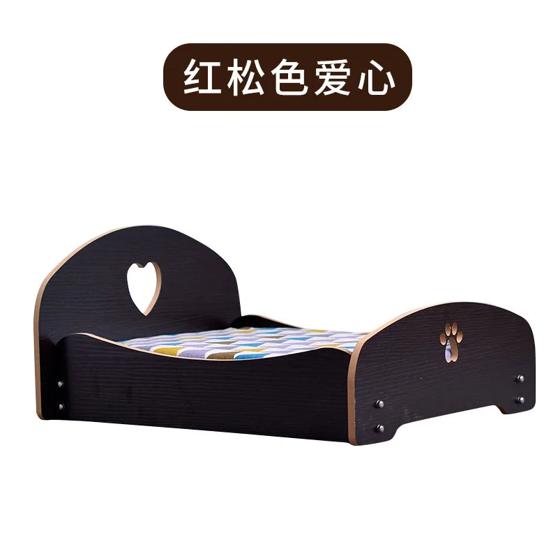Removable Washable Four-season Universal Princess Nest Pet Dog Wooden Bed with Cushion Nest Teddy Medium and Small Dog Cat Bed