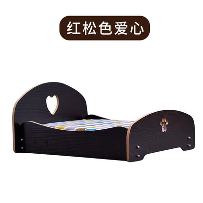 Removable Washable Four-season Universal Princess Nest Pet Dog Wooden Bed with Cushion Nest Teddy Medium and Small Dog Cat Bed