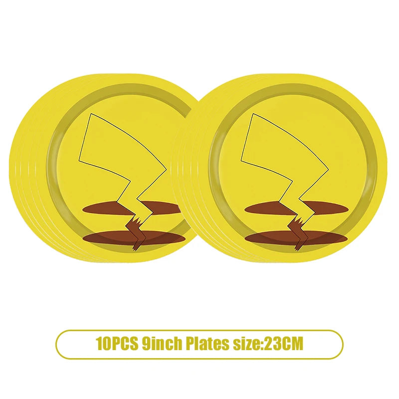 Pikachu Birthday Pokemon Party Decorations Pikachu Foil Balloons Disposable Tableware Plate Napkin Banner For Boy Party Supplies