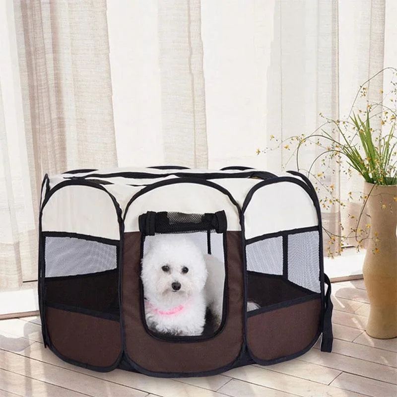 the DOGGY PLAYPEN - Portable Foldable Pet Tent Kennel, Octagonal Fence Puppy Shelter, Easy to Use Outdoor Easy Operation Large Dog Cages, Cat Fences
