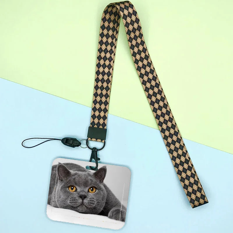 Cat and dog pattern Bank Credit ID Card Student Bus Card Holders Storage Protective Shell Pendant