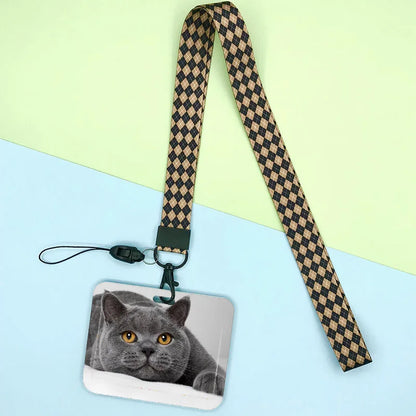 Cat and dog pattern Bank Credit ID Card Student Bus Card Holders Storage Protective Shell Pendant