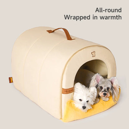 HOOPET Enclosed Dog Bed for Anxiety, Self Warming Calming Pet Tent with Removable Plush Mat, Washable Large Indoor House