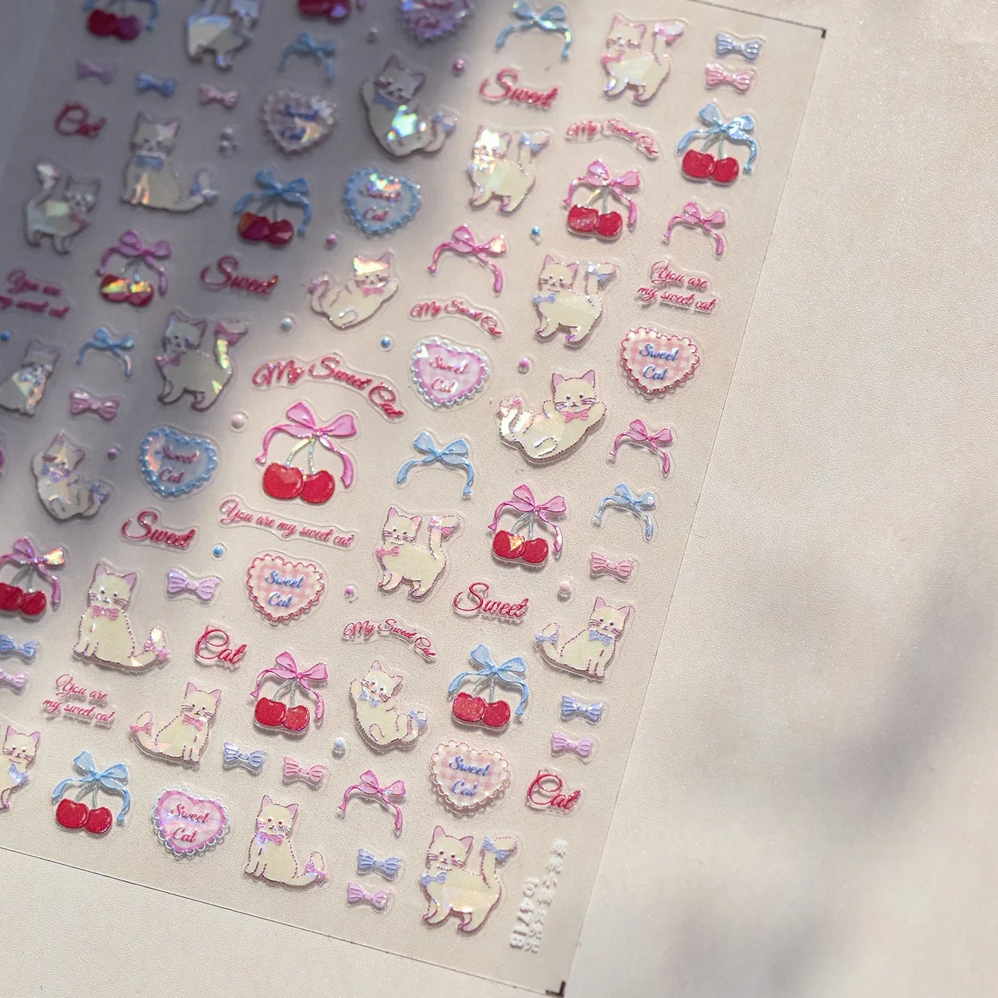 Graffiti Cat Claw Rabbit Bunny Bear Dog Flower Lovely Animal Fruit Dim Sum Candy Sunflower Adhesive 5D Nail Art Stickers Decal