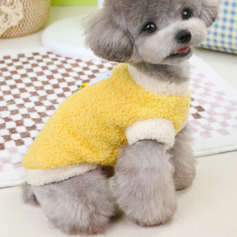 Winter Warm Dog Clothes with D-ring Plush Dog Coat for Small Medium Dogs Soft Puppy Clothes Chihuahua Yorkie Clothing Pet Supply