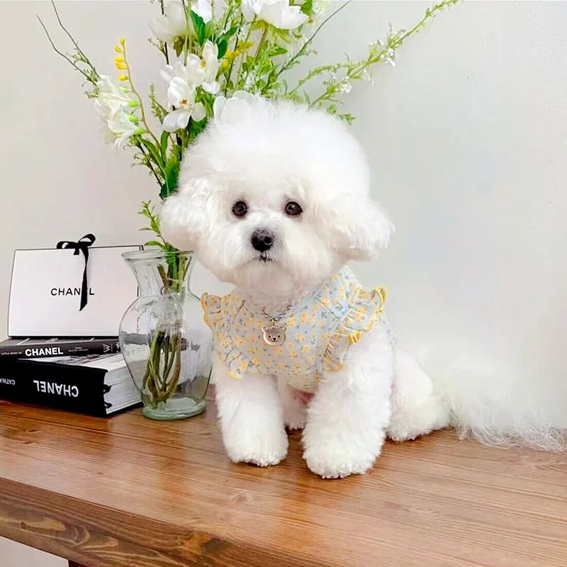 Luxury Dog Clothes Floral Print Dog Vest T-shirt for Chihuahua Bulldog Clothing Spring Lovely Puppy Cat Vest Summer Pet Costume