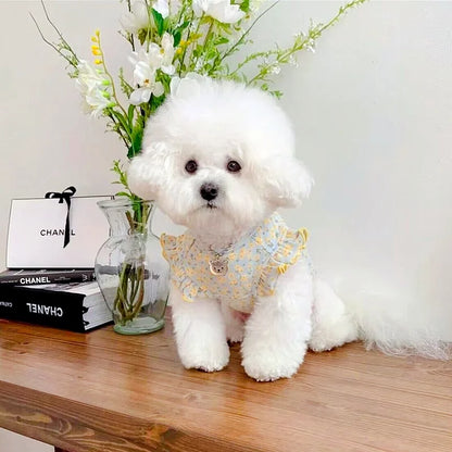 Luxury Dog Clothes Floral Print Dog Vest T-shirt for Chihuahua Bulldog Clothing Spring Lovely Puppy Cat Vest Summer Pet Costume