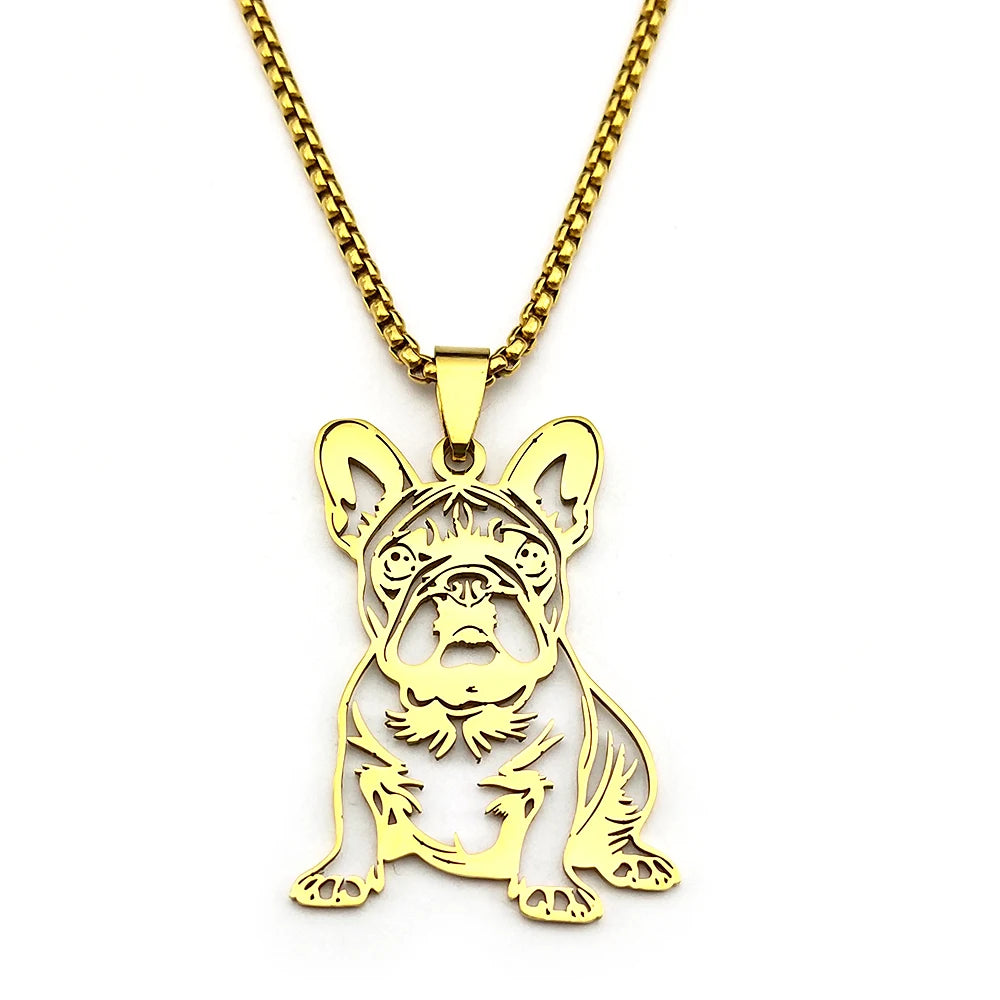 Sweet French Bulldog Chain For Women Men Stainless Steel Silver Color Animal Puppy Pug Dog Lovely Pendant Necklace Jewelry