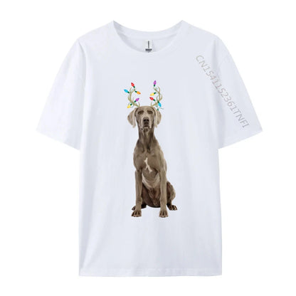 the WEIMARANER REINDEER - Weimaraner Reindeer Christmas Dog T-Shirts, Print Tee Shirts Premium Cotton Plus Size Tops