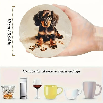 6/8pcs 2D single-sided dog pattern heat resistant non-slip round wooden coaster perfect family afternoon tea coffee shop Gifts