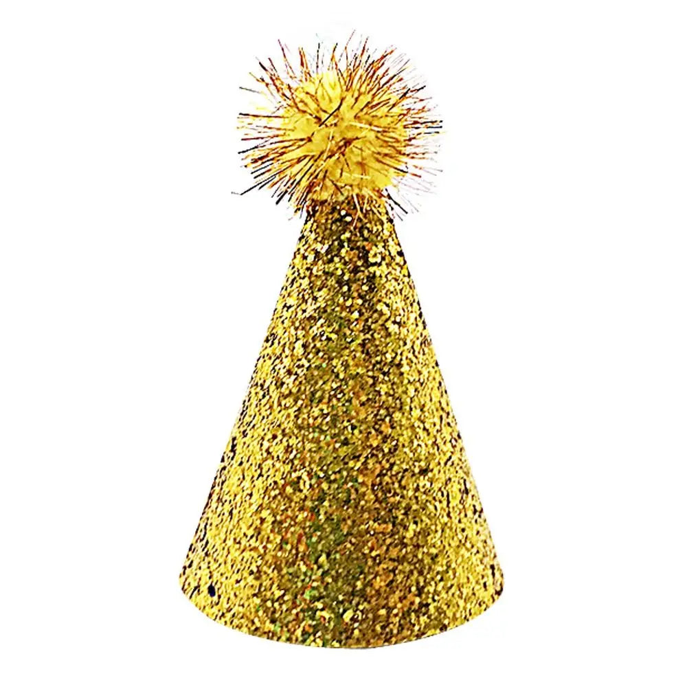 Cute Decorative Pet Birthday Hat Adjustable Foldable Dog Sparkling Hat with Ball Cat Headgear for Birthday