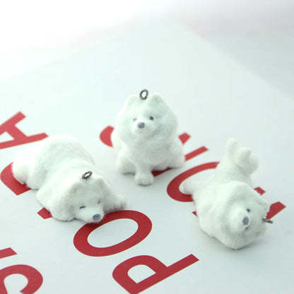 21Pcs 3D Flocking Resin Charms Cartoon Animal Dog Pendants for Necklaces Bracelets Keychain Making DIY Jewelry Accessories