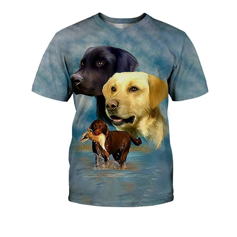 the HUNTING DOG - Hunting Dog Print T-Shirts for Men, Round Neck Short Sleeve Dachshund Graphic Tops, Casual Men/Women T-Shirts