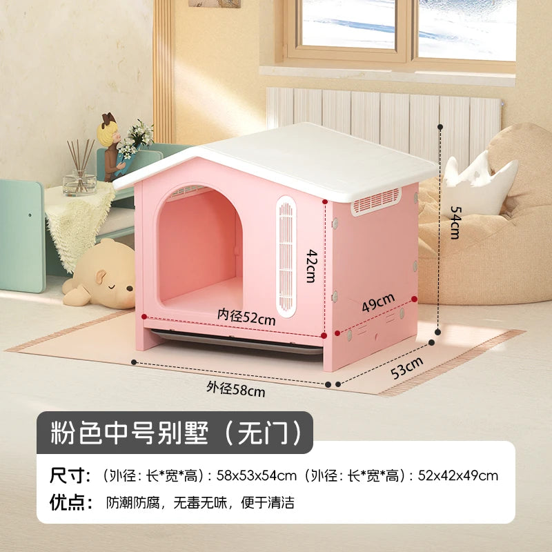 the ADORABLE ADOBE - Indoor/Outdoor Dog Villa, Winter Warm Rainproof Windproof Kennel, Small/Medium Dog Teddy/Corgi Doghouse