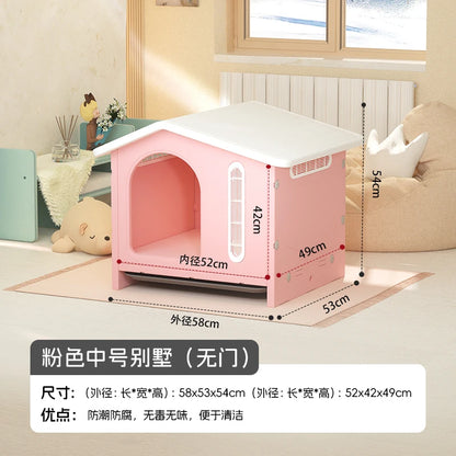 the ADORABLE ADOBE - Indoor/Outdoor Dog Villa, Winter Warm Rainproof Windproof Kennel, Small/Medium Dog Teddy/Corgi Doghouse