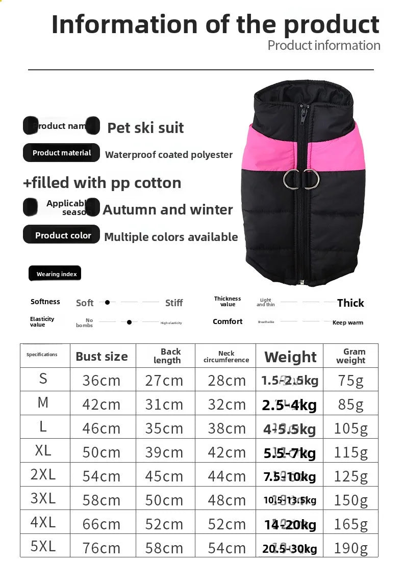 Winter Pet Clothes Warm Big Dog Coat Puppy Clothing Waterproof Vest Jacket For Small Medium Large Dogs Golden Retriever