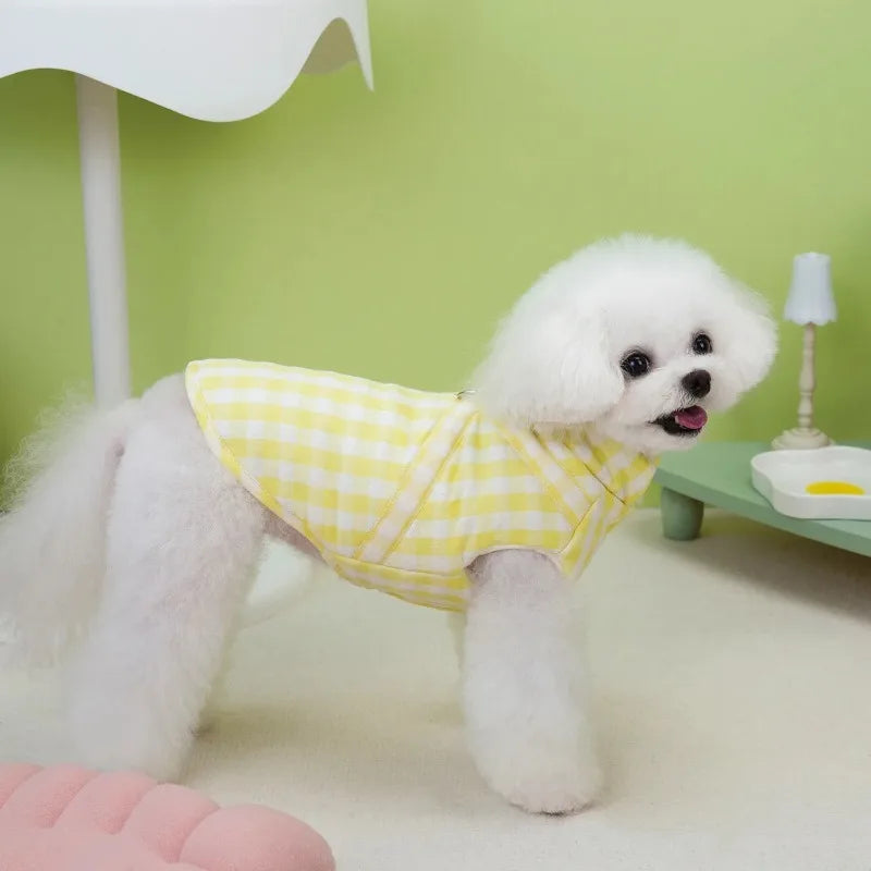 Warm Winter Pet Dog Clothes Plaid Parkas Dog Outdoor Coat Traction Pet Coat Vest Teddy Bear Small Dog Jackets Puppy Clothing