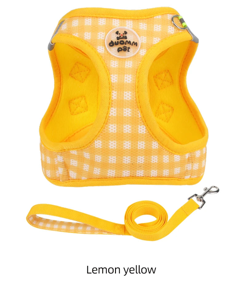 the PLAIDBUDDY HARNESS - Puppy/Kitten Chest Strap, Fresh Plaid Kitten/Puppy Leash, Anti-Break Adjustable Reflective Pet Chest Strap, Small Dog/Kitten Chest