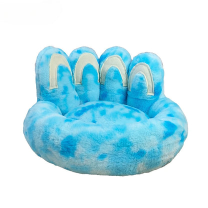 Round Dog Bed Fluffy Rabbit Fur Pet Bed Winter Warm Cat Bed Labubu Bear Paw Design Cat House Cat Bed Pet Supplies Dog Kennel