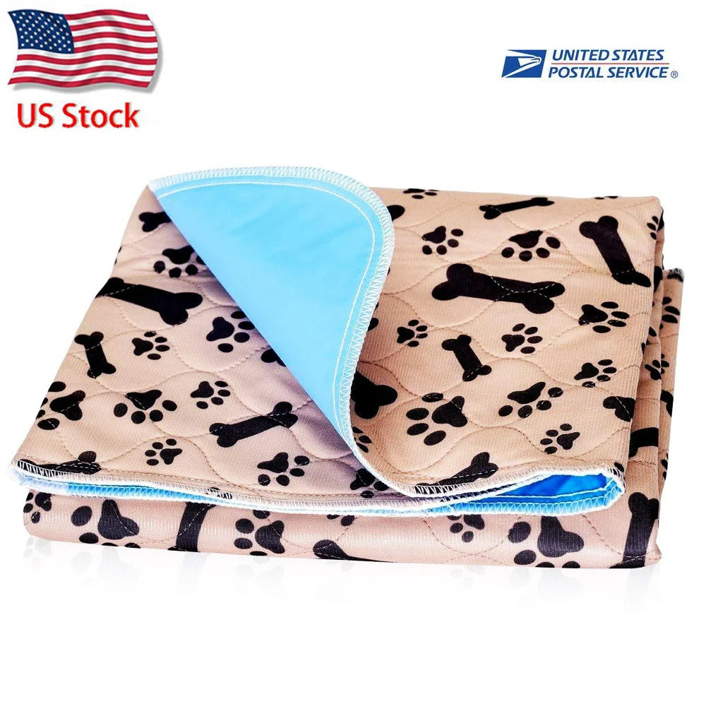 ZK20 Reusable Pet Urine Pad Washable Dog Cat Diaper Mat 3 Layer Absorbent Dogs Diapers Pads Bone Paw Print For Sofa Bed Floor