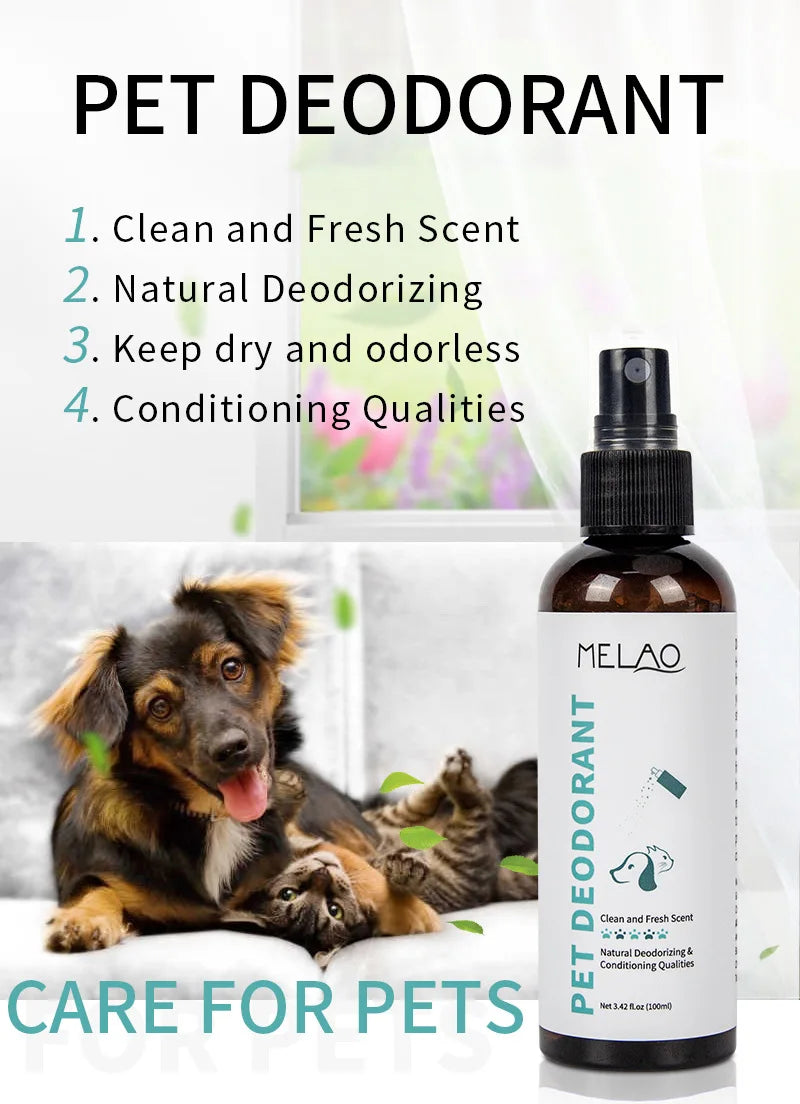 the PET DEODORANT - Natural Pet Deodorizing Spray for Cats/Dogs, Long Lasting Fragrance, Odor Eliminator, Safe Gentle Formula for Home Pet Care
