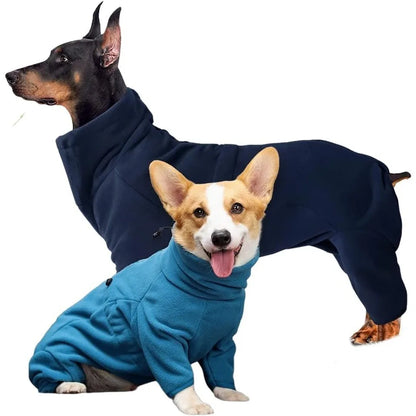 Cozy Polyester Dog Onesie with Safe Zipper Anti-Shedding Warm Pajamas with Feet Comfortable Jumpsuit for Small To Large Breeds