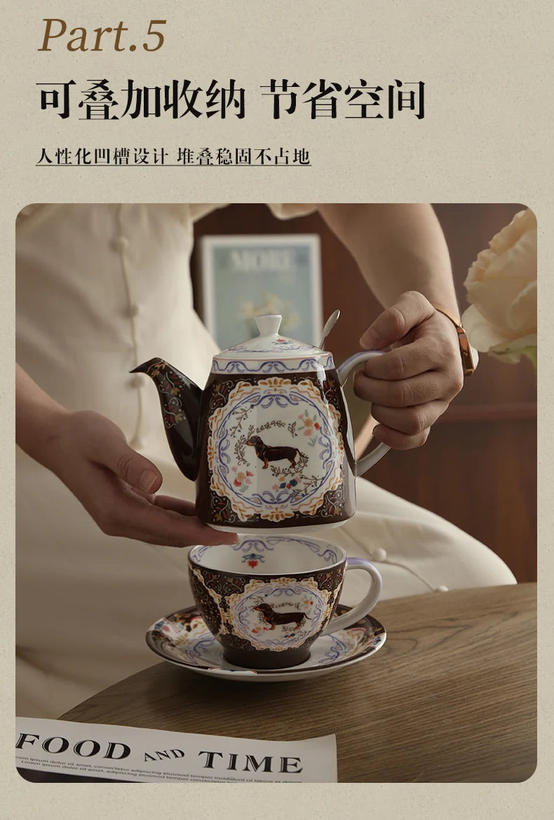 London Pottery 300ML Animal dog mug dish ceramics coffee cup tea Pair pottery tea cup set porcelain Cups for girlfriend gift