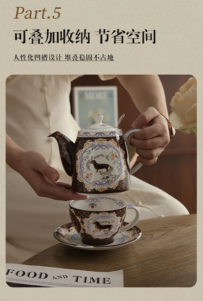 London Pottery 300ML Animal dog mug dish ceramics coffee cup tea Pair pottery tea cup set porcelain Cups for girlfriend gift