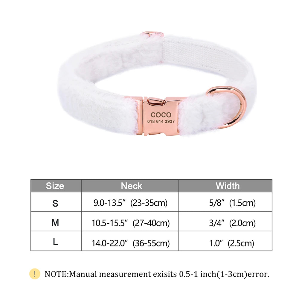 the COZY CREST PERSONALIZED COLLAR - Custom Dog Collar, Soft Velvet Dog Collars, Winter Personalized Pet ID Tag Plush Necklace for Small to Large Dogs, Pug, Free Engraving