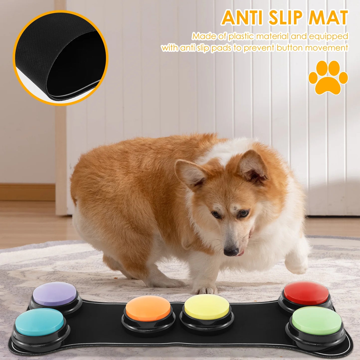 4/6 Pcs Dog Communication Buttons with Nonslip Mat Voice Recording Button for Pet Training Buzzer 30 Second Record Playback