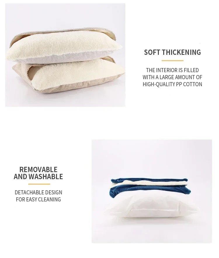 Winter Warm Pet Bed Washable - Bite-Resistant Dogs Kennel Removable Puppy Sofa Cushion Plush Cat Mat for Large Pet Sleeping Bag