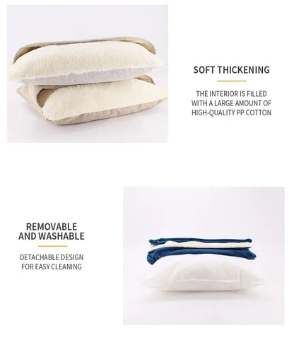 Winter Warm Pet Bed Washable - Bite-Resistant Dogs Kennel Removable Puppy Sofa Cushion Plush Cat Mat for Large Pet Sleeping Bag