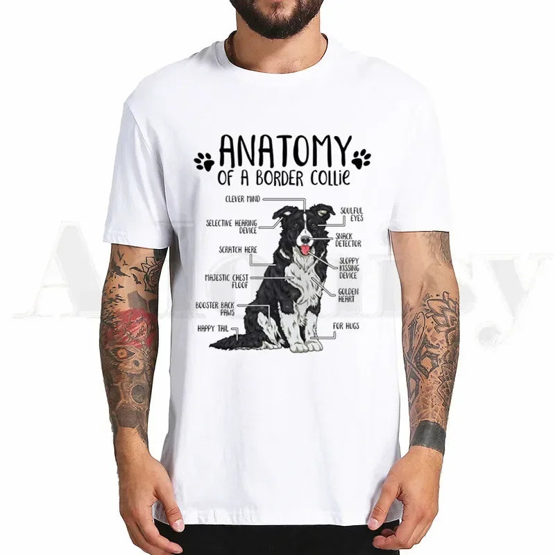 the BORDER COLLIE - Border Collie Print T-Shirt, Hip Hop Girl Print Top Tees, Harajuku Dog Cartoon Funny Kawaii Art T-Shirts, Men Fashion Summer T-Shirts