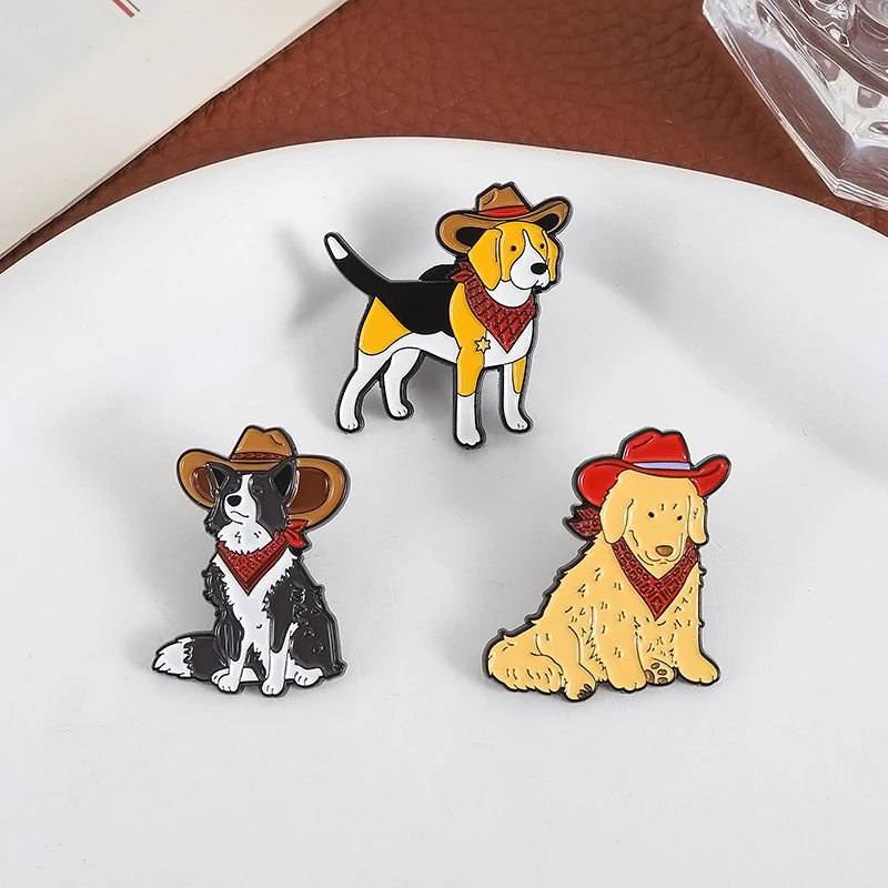 Cute Golden Retriever Border Collie Beagle Collie Enamel Pin Cartoon Pet Dog Animal Brooch Lapel Badge Jewelry Gifts For Friends