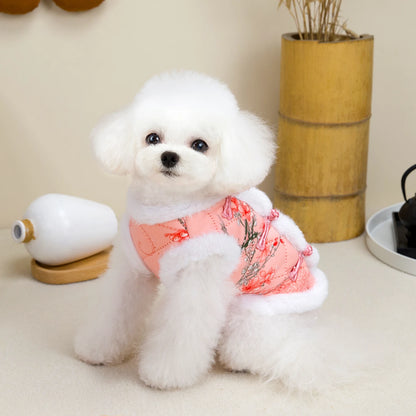 New Year Chinese Style Pet Dog Tang Suit  Warm Pet Vest Clothes Festival Small Dogs Winter Jacket Dog Costume Outfits