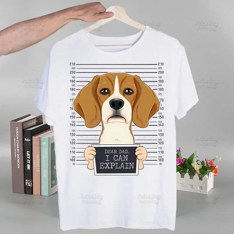 the PERSONAL STALKER - Beagle Cartoon Men's T-Shirts, Funny Hip Hop Summer Women/Men Bagel Dog Cute T-Shirts