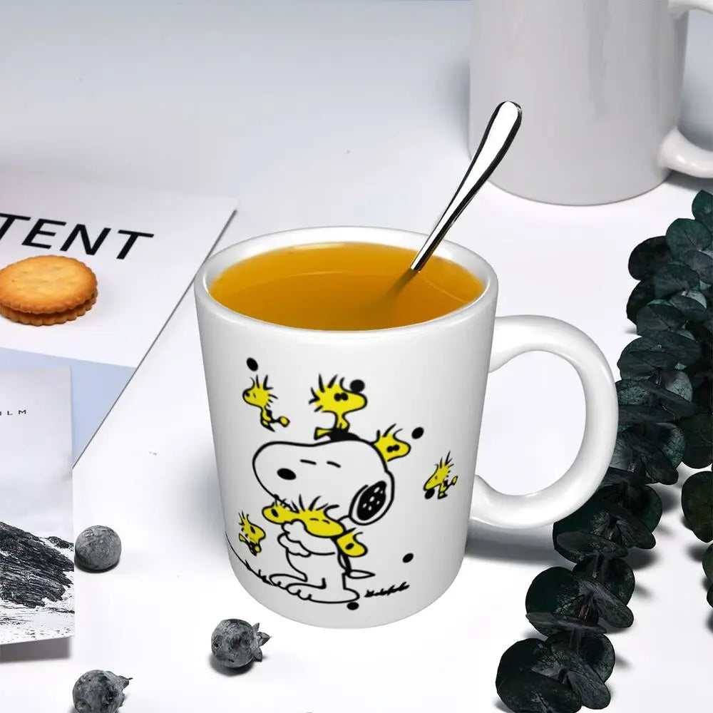 Manga Snoopy Woodstock Cartoon Dog Coffee Mug DIY Customized Ceramic Tea Milk Mug