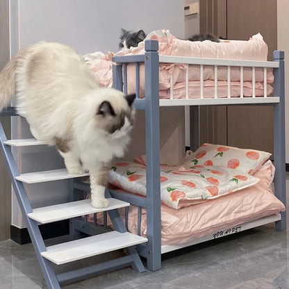 the DOGGY BUNKBED - Dog Bed, Solid Wood Princess Bed, Dog/Cat Under Pet Bunk Bed, High and Low Off the Ground Moisture-Proof Cat Kennel/Dog Kennel