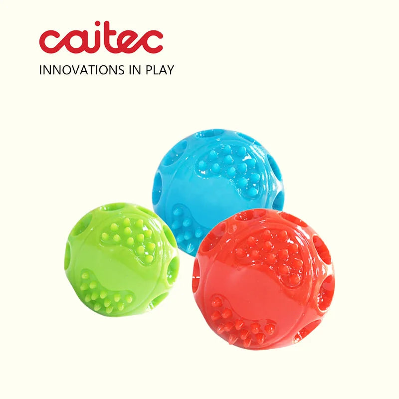 the CAITEC TOYS - Caitec Dog Toys, Squeaking Bouncing Ball, Durable Floatable Springy Pet Toys, Squeaky Ball, Bite Resistant