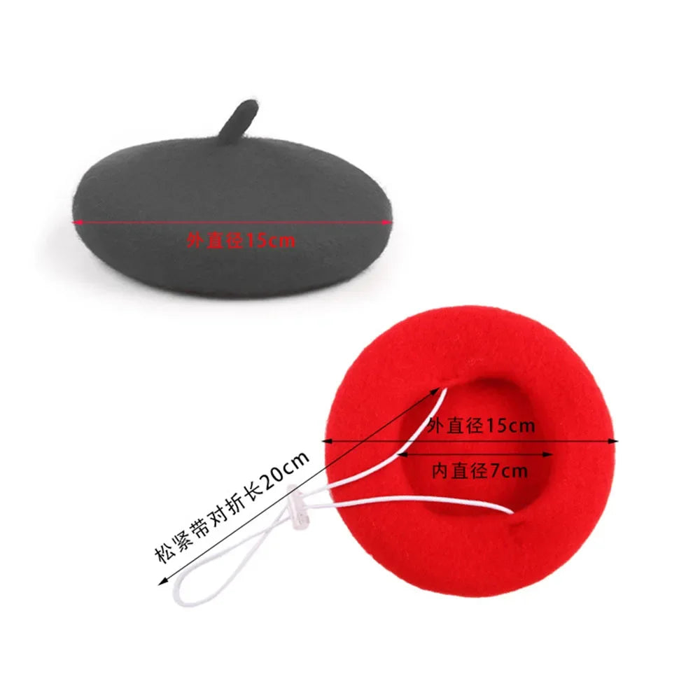 the DOGGY BERET - Wool Puppy Beret, Adjustable Pet Hat for Cats & Small Dogs, Cute Beret Style Headwear for Kitten and Puppies, Comfortable Pet Fashion Accessories