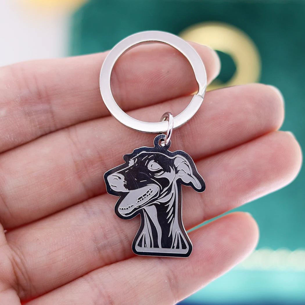 Stainless Steel Charms French Bulldog Dog Men's Trendy Punk Keychain for Women Men Jewelry Kids Gifts Key Bag Deco Accessories