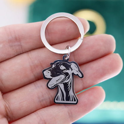 Stainless Steel Charms French Bulldog Dog Men's Trendy Punk Keychain for Women Men Jewelry Kids Gifts Key Bag Deco Accessories